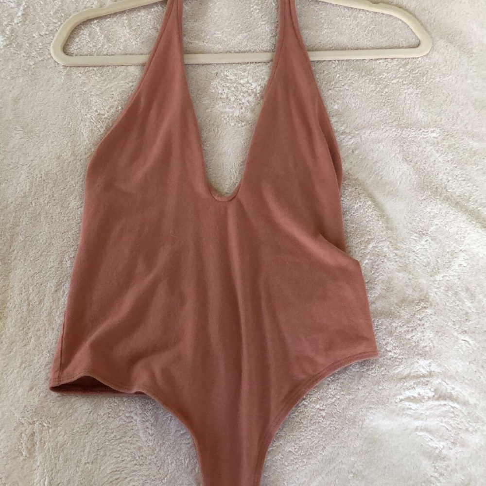 Coral/Dusty Pink Open Back Bodysuit